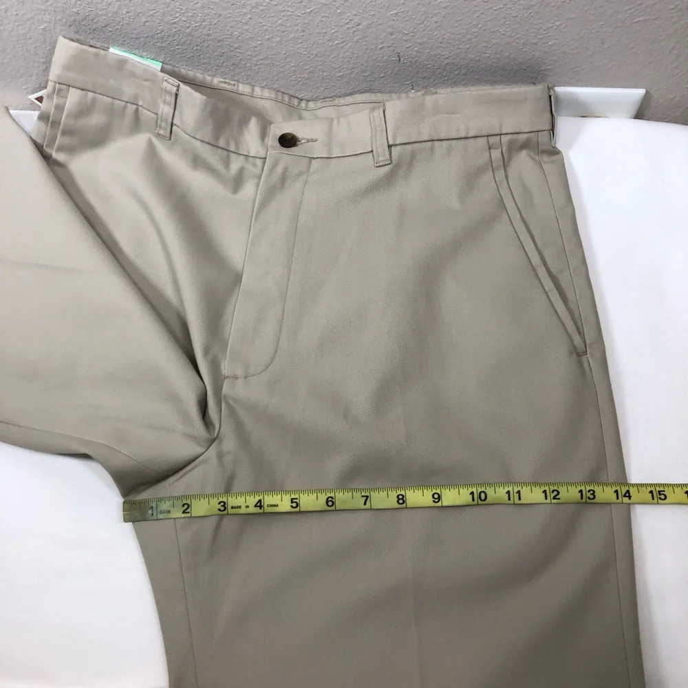 Haggar Cotton Blend Khaki No Iron Flat Front Permanent Crease‎ Pants 34 X 31